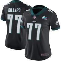 Nike Philadelphia Eagles #77 Andre Dillard Black Super Bowl LVII Patch Alternate Women's Stitched NFL Vapor Untouchable Limited Jersey