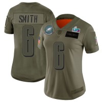 Nike Philadelphia Eagles #6 DeVonta Smith Camo Super Bowl LVII Patch Women's Stitched NFL Limited 2019 Salute To Service Jersey