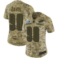 Nike Philadelphia Eagles #90 Jordan Davis Camo Super Bowl LVII Patch Women's Stitched NFL Limited 2018 Salute To Service Jersey