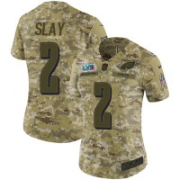 Nike Philadelphia Eagles #2 Darius Slay Camo Super Bowl LVII Patch Women's Stitched NFL Limited 2018 Salute To Service Jersey