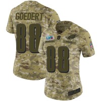 Nike Philadelphia Eagles #88 Dallas Goedert Camo Super Bowl LVII Patch Women's Stitched NFL Limited 2018 Salute To Service Jersey