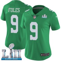 Nike Philadelphia Eagles #9 Nick Foles Green Super Bowl LII Women's Stitched NFL Limited Rush Jersey