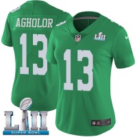 Nike Philadelphia Eagles #13 Nelson Agholor Green Super Bowl LII Women's Stitched NFL Limited Rush Jersey