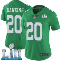 Nike Philadelphia Eagles #20 Brian Dawkins Green Super Bowl LII Women's Stitched NFL Limited Rush Jersey