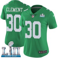 Nike Philadelphia Eagles #30 Corey Clement Green Super Bowl LII Women's Stitched NFL Limited Rush Jersey