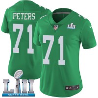 Nike Philadelphia Eagles #71 Jason Peters Green Super Bowl LII Women's Stitched NFL Limited Rush Jersey
