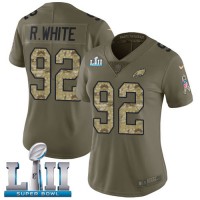Nike Philadelphia Eagles #92 Reggie White Olive/Camo Super Bowl LII Women's Stitched NFL Limited 2017 Salute to Service Jersey