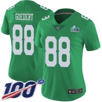 Nike Philadelphia Eagles #88 Dallas Goedert Green Super Bowl LVII Patch Women's Stitched NFL Limited Rush 100th Season Jersey