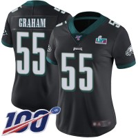 Nike Philadelphia Eagles #55 Brandon Graham Black Super Bowl LVII Patch Alternate Women's Stitched NFL 100th Season Vapor Limited Jersey