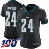 Nike Philadelphia Eagles #24 Jordan Howard Black Alternate Women's Stitched NFL 100th Season Vapor Limited Jersey