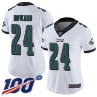 Nike Philadelphia Eagles #24 Jordan Howard White Women's Stitched NFL 100th Season Vapor Limited Jersey