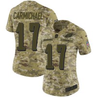 Nike Philadelphia Eagles #17 Harold Carmichael Camo Women's Stitched NFL Limited 2018 Salute to Service Jersey