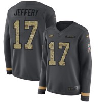 Nike Philadelphia Eagles #17 Alshon Jeffery Anthracite Salute to Service Women's Stitched NFL Limited Therma Long Sleeve Jersey