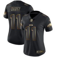 Nike Philadelphia Eagles #11 Carson Wentz Black/Gold Women's Stitched NFL Vapor Untouchable Limited Jersey