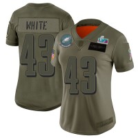 Nike Philadelphia Eagles #43 Kyzir White Camo Super Bowl LVII Patch Women's Stitched NFL Limited 2019 Salute To Service Jersey