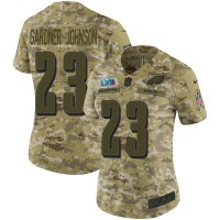 Nike Philadelphia Eagles #23 C.J. Gardner-Johnson Camo Super Bowl LVII Patch Women's Stitched NFL Limited 2018 Salute To Service Jersey