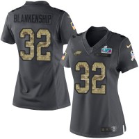 Nike Philadelphia Eagles #32 Reed Blankenship Black Super Bowl LVII Patch Women's Stitched NFL Limited 2016 Salute to Service Jersey