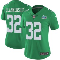 Nike Philadelphia Eagles #32 Reed Blankenship Green Super Bowl LVII Patch Women's Stitched NFL Limited Rush Jersey