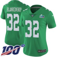 Nike Philadelphia Eagles #32 Reed Blankenship Green Super Bowl LVII Patch Women's Stitched NFL Limited Rush 100th Season Jersey