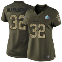 Nike Philadelphia Eagles #32 Reed Blankenship Green Super Bowl LVII Patch Women's Stitched NFL Limited 2015 Salute to Service Jersey