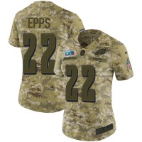 Nike Philadelphia Eagles #22 Marcus Epps Camo Super Bowl LVII Patch Women's Stitched NFL Limited 2018 Salute To Service Jersey