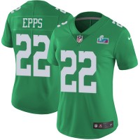 Nike Philadelphia Eagles #22 Marcus Epps Green Super Bowl LVII Patch Women's Stitched NFL Limited Rush Jersey