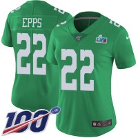 Nike Philadelphia Eagles #22 Marcus Epps Green Super Bowl LVII Patch Women's Stitched NFL Limited Rush 100th Season Jersey