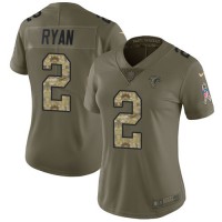 Nike Atlanta Falcons #2 Matt Ryan Olive/Camo Women's Stitched NFL Limited 2017 Salute to Service Jersey