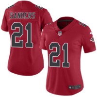 Nike Atlanta Falcons #21 Deion Sanders Red Women's Stitched NFL Limited Rush Jersey