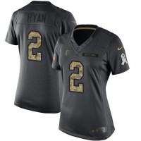 Nike Atlanta Falcons #2 Matt Ryan Black Women's Stitched NFL Limited 2016 Salute to Service Jersey