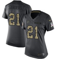 Nike Atlanta Falcons #21 Deion Sanders Black Women's Stitched NFL Limited 2016 Salute to Service Jersey