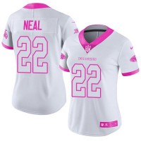 Nike Atlanta Falcons #22 Keanu Neal White/Pink Women's Stitched NFL Limited Rush Fashion Jersey