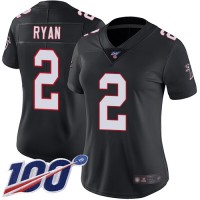 Nike Atlanta Falcons #2 Matt Ryan Black Alternate Women's Stitched NFL 100th Season Vapor Limited Jersey
