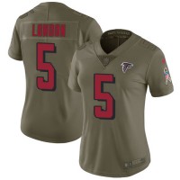 Nike Atlanta Falcons #5 Drake London Olive Stitched Women's NFL Limited 2017 Salute To Service Jersey