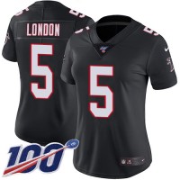 Nike Atlanta Falcons #5 Drake London Black Alternate Stitched Women's NFL 100th Season Vapor Untouchable Limited Jersey