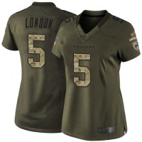 Nike Atlanta Falcons #5 Drake London Green Stitched Women's NFL Limited 2015 Salute to Service Jersey