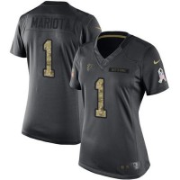 Nike Atlanta Falcons #1 Marcus Mariota Black Stitched Women's NFL Limited 2016 Salute to Service Jersey