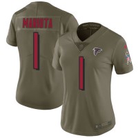 Nike Atlanta Falcons #1 Marcus Mariota Olive Stitched Women's NFL Limited 2017 Salute To Service Jersey