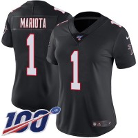 Nike Atlanta Falcons #1 Marcus Mariota Black Alternate Stitched Women's NFL 100th Season Vapor Untouchable Limited Jersey
