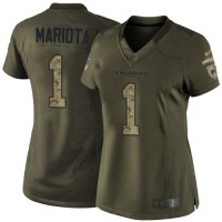 Nike Atlanta Falcons #1 Marcus Mariota Green Stitched Women's NFL Limited 2015 Salute to Service Jersey