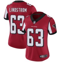 Nike Atlanta Falcons #63 Chris Lindstrom Red Team Color Women's Stitched NFL Vapor Untouchable Limited Jersey