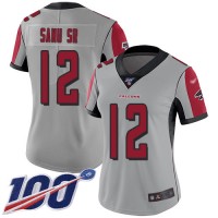 Nike Atlanta Falcons #12 Mohamed Sanu Sr Silver Women's Stitched NFL Limited Inverted Legend 100th Season Jersey
