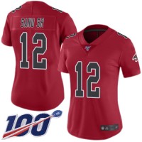 Nike Atlanta Falcons #12 Mohamed Sanu Sr Red Women's Stitched NFL Limited Rush 100th Season Jersey
