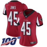 Nike Atlanta Falcons #45 Deion Jones Red Team Color Women's Stitched NFL 100th Season Vapor Limited Jersey