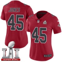 Nike Atlanta Falcons #45 Deion Jones Red Super Bowl LI 51 Women's Stitched NFL Limited Rush Jersey