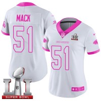 Nike Atlanta Falcons #51 Alex Mack White/Pink Super Bowl LI 51 Women's Stitched NFL Limited Rush Fashion Jersey