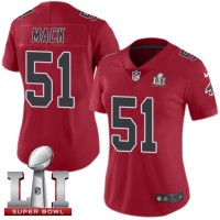 Nike Atlanta Falcons #51 Alex Mack Red Super Bowl LI 51 Women's Stitched NFL Limited Rush Jersey