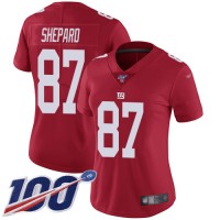 Nike New York Giants #87 Sterling Shepard Red Women's Stitched NFL Limited Inverted Legend 100th Season Jersey