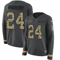 Nike New York Giants #24 James Bradberry Anthracite Salute to Service Women's Stitched NFL Limited Therma Long Sleeve Jersey