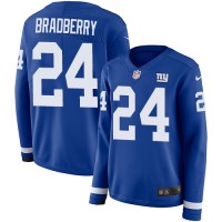 Nike New York Giants #24 James Bradberry Royal Blue Team Color Women's Stitched NFL Limited Therma Long Sleeve Jersey